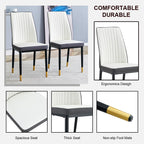 Modern Dining Table Set for 6, Marble Kitchen Table Chair Set for 6, Rectangular Kitchen Table with 6 Pu Leather Upholstered Chair for Dining Room