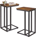 Aibiju Side Table Small End Table C Shaped, Slide Under Laptop Desk for Couch, Living Room Side Table, TV Trays for Eating on Couch, Rustic Brown+Black YD-TM051HB-2