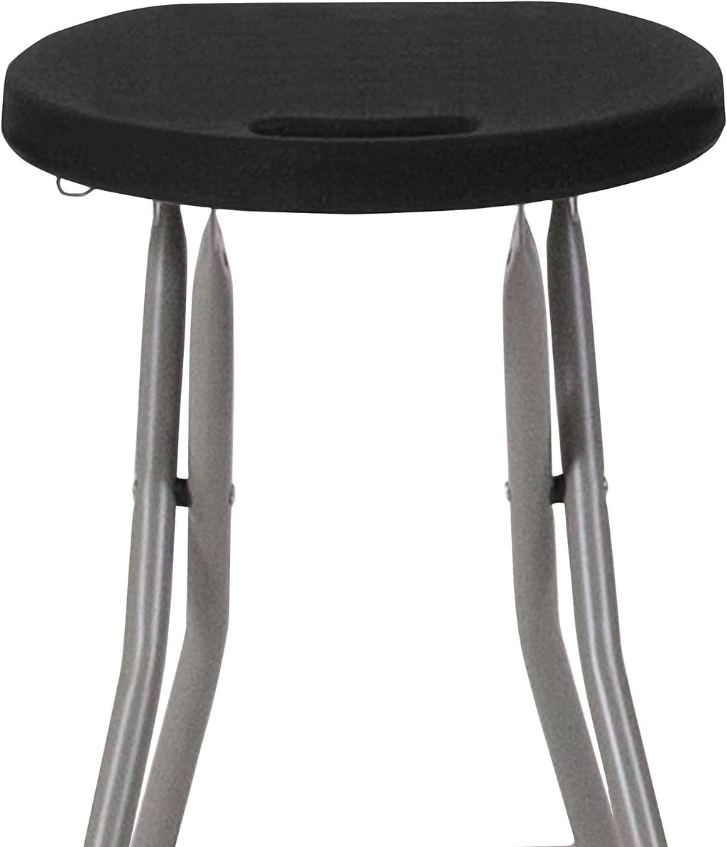 Flash Furniture Micah Foldable Stool with Black Plastic Seat and Titanium Gray Frame | Lightweight, Compact, Easy Storage, Indoor Use