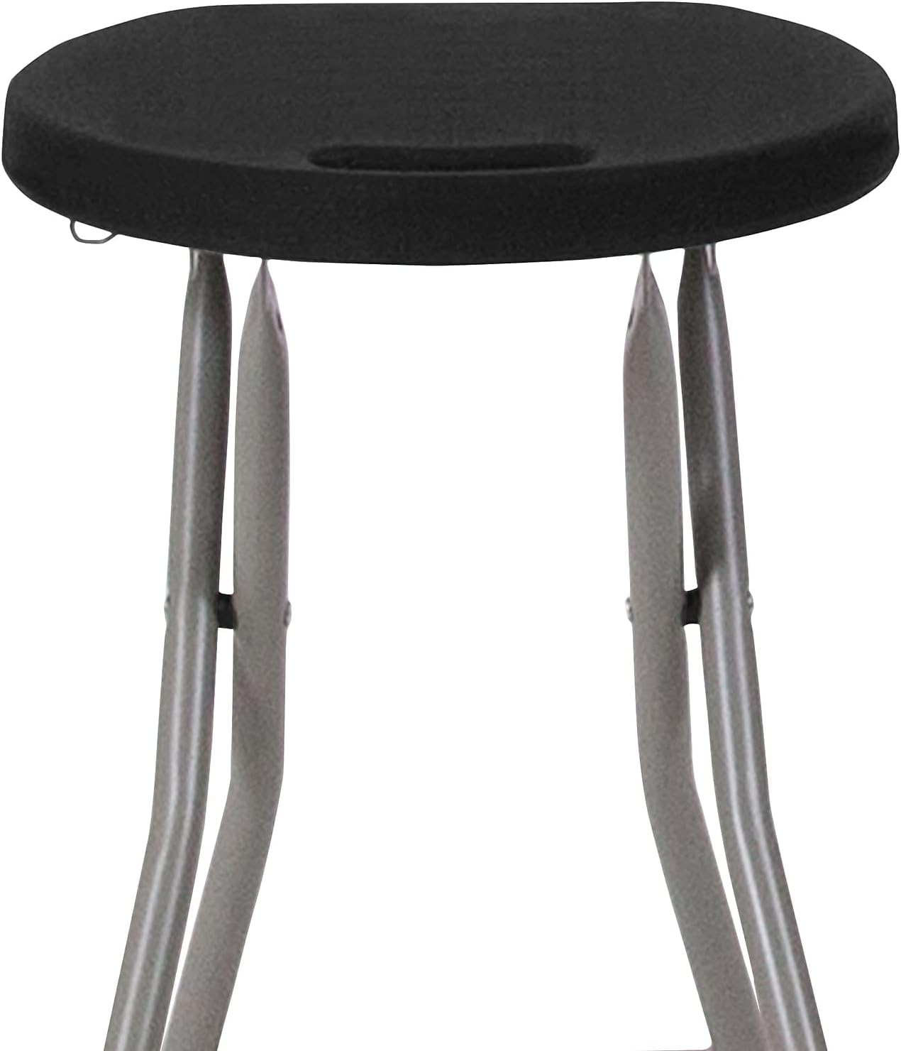 Flash Furniture Micah Foldable Stool with Black Plastic Seat and Titanium Gray Frame | Lightweight, Compact, Easy Storage, Indoor Use