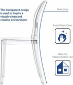 2xhome Ghost Dining Chair with Oval Back | Transparent Acrylic Accent Side Chair for Kitchen, Living Room, Vanity, or Event Seating | Non Stackable (Set of 2, Clear)