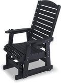 Poly Lumber Patio Glider for One Person, with Cup Holders, High Backrest and Deep Contoured Seat, HIPS Material, All-Weather Resistant, Heavy Duty 700 Pounds (Black)