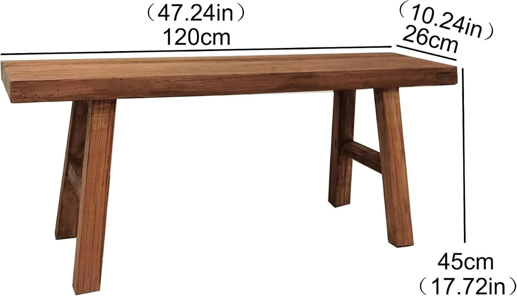 Farmhouse Entryway Dining Wood Bench Seat Furniture Wooden End of Bed Bench for Bedroom Indoor Dining Table Entry Narrow Kitchen Bench Solid Wood Sturdy and Stable(120cm(47.2in))