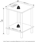 Furinno Turn-N-Tube Side Table, 2-Tier Square End Table with Charging Station, Night Stand, Bedside Table with USB and Type-C Port, for Living Room, Bedroom, White