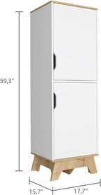 British Single Kitchen Pantry, Four Storage Shelves, Double Doors Cabinets