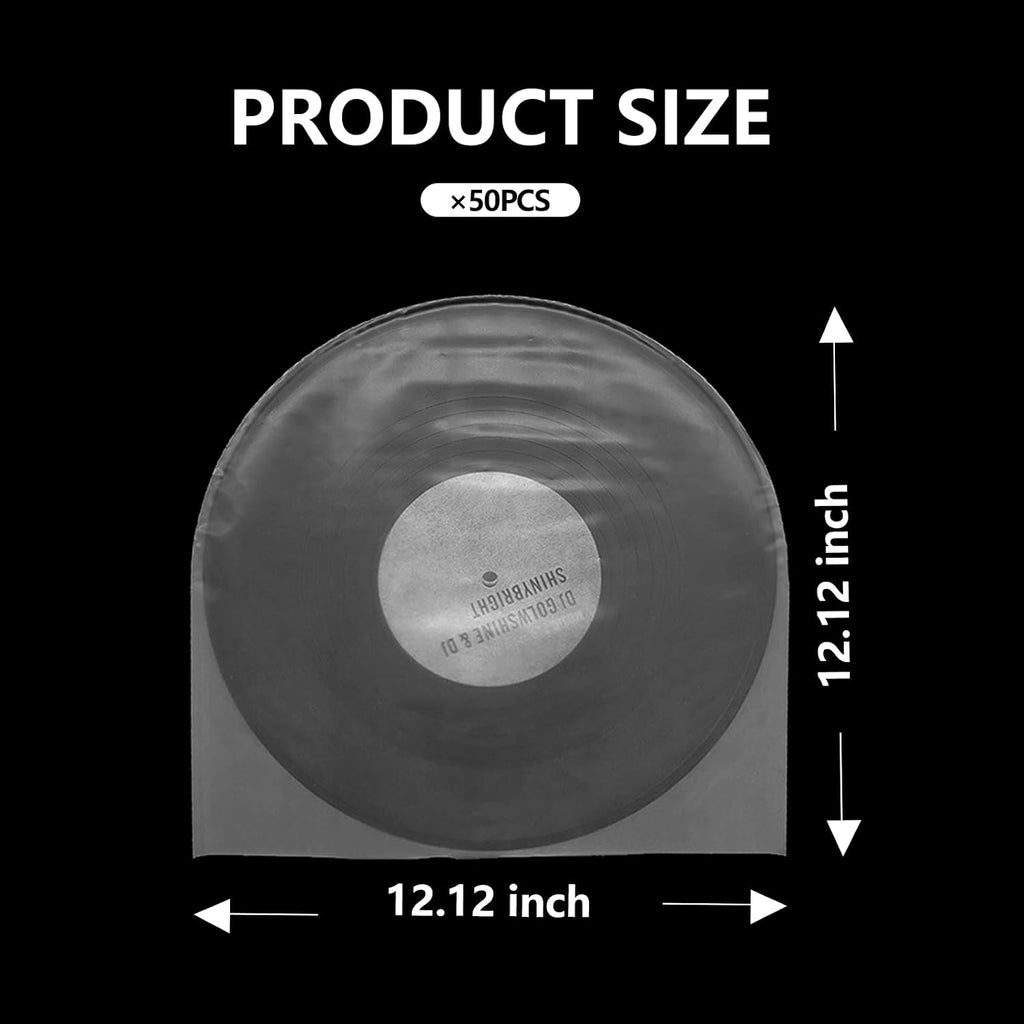 100PCS LP 12 Inch Vinyl Record Inner Sleeves Anti Static Round Bottom Protective Sleeves for Vinyl Record Album Storage(12inch, 100pcs)