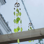Vindar Wind Chimes, Glass Leaves Wind Chimes Outdoor Decor Handmade 32" Garden Chimes for Home, Patio, Backyard Decor Indoor and Outdoor Decor