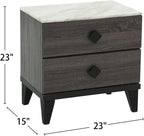 Two-Tone Finish Nightstand with 2 Drawers, Foil Grey,for Small Spaces