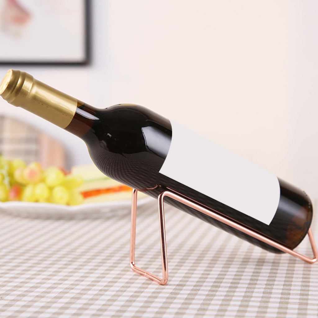 Wine Bottle Display Rack Iron Decorative Wine Storage Stand for Home Bar Kitchen Countertop, Sturdy Metal Construction with Elegant Design, 2 Pieces Set