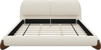 Merax King Chenille Platform Bed with 2 Removable Headboard Pillows, Beige