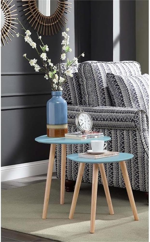 Convenience Concepts Oslo Nesting End Tables, Sea Foam / Light Oak