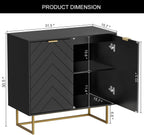 Scurrty Large Sideboard, Black Storage Buffet with 6 Doors, Adjustable Shelf & Golden Legs - Accent Cabinet for Living Room & Kitchen