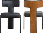 GrandNoor Black Dining Chairs Set of 2,Faux Leather Dining Chairs with Soft Cushion,Comfortable Upholstered Armless Dining Room Chairs with Curved Plywood Back