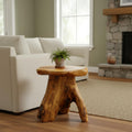 Greenage Cedar Roots Mushroom Accent Stool 12" x 15" x 13.5" Height Natural Wood Side Table Home Décor Rustic Plant Stand Accent Tree Stump Stool End Table for Living Room Live Edge Table