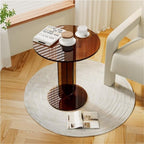 Modern Clear Acrylic Round Side Table, Small Coffee Table, Multi-Purpose End Tables for Living Room, Bedroom, Office(Brown)