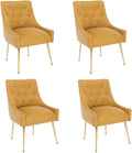 Dining Chairs Set of 4, Gold Leg Side Chair Faux Leather Vanity Mid-Century with Metal Legs Upholstered PU Leather Luxury Accent Chairs Living Room Restaurant