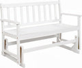 Tangkula 2-Person Patio Acacia Wood Glider Chair, 800 LBS | Armrests, Slatted Seat & Backrest, Heavy-Duty, for Porch, Garden, Backyard and Poolside