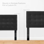 Modway Paisley Upholstered Tufted Faux Leather Full / Queen Headboard Size in Black