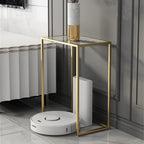 Tall Telephone Stand, Slim Side Table Narrow End Table Rectangular Glass Coffee Table Waterproof Storage Tables for Living Room, Office and Hallway，White 50 * 40 * 65cm