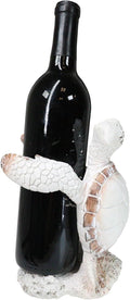Ebros Gift Nautical Coastal Dancing Antique White Sea Turtle Wine Bottle Holder Caddy Figurine 7.5" High Home Kitchen Decorative Storage Organizer Turtles Terrapins Tortoises Decor