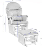 Glider and Ottoman Gray Wood and Light Gray Fabric