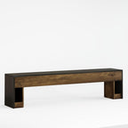 Tribesigns 71" Extra Long Rustic Entryway Bench, Modern Farmhouse Shoe Bench Wooden Indoor Seating with Layered Design for Hallway, End of Bed, Living Room, Dining Room, Black & Brown