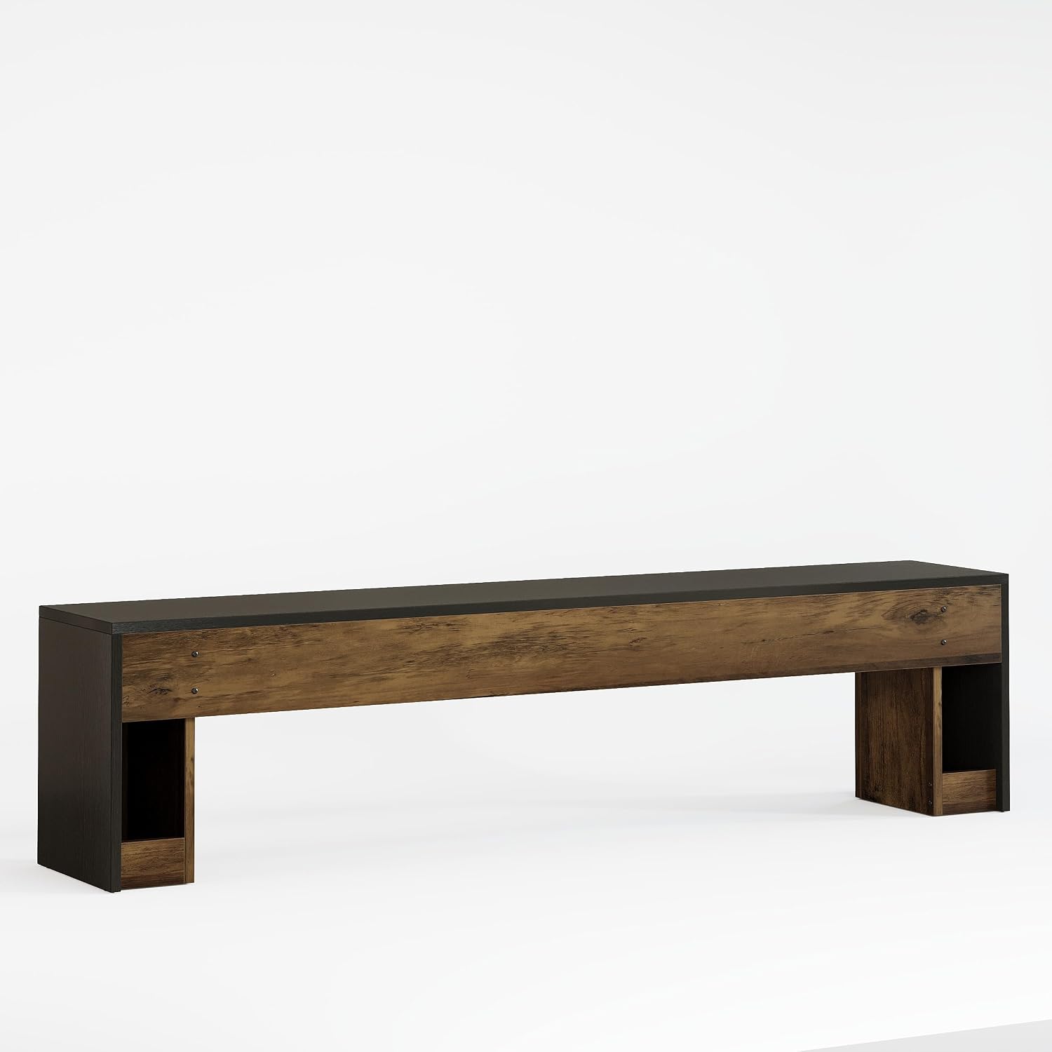 Tribesigns 71" Extra Long Rustic Entryway Bench, Modern Farmhouse Shoe Bench Wooden Indoor Seating with Layered Design for Hallway, End of Bed, Living Room, Dining Room, Black & Brown