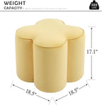 Yellow Velvet Ottoman, Small Vanity Stool, Modern Ottoman Stool, Footrest for Couch, Flower Footstool for Makeup Room, Entryway and Living Room