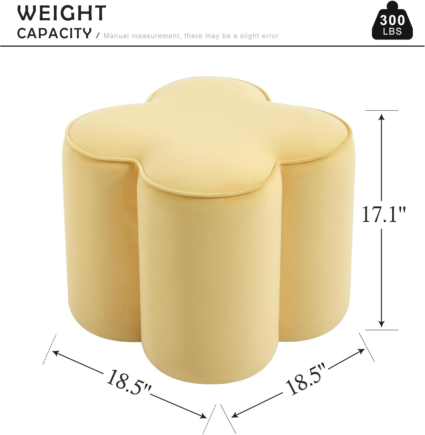 Yellow Velvet Ottoman, Small Vanity Stool, Modern Ottoman Stool, Footrest for Couch, Flower Footstool for Makeup Room, Entryway and Living Room