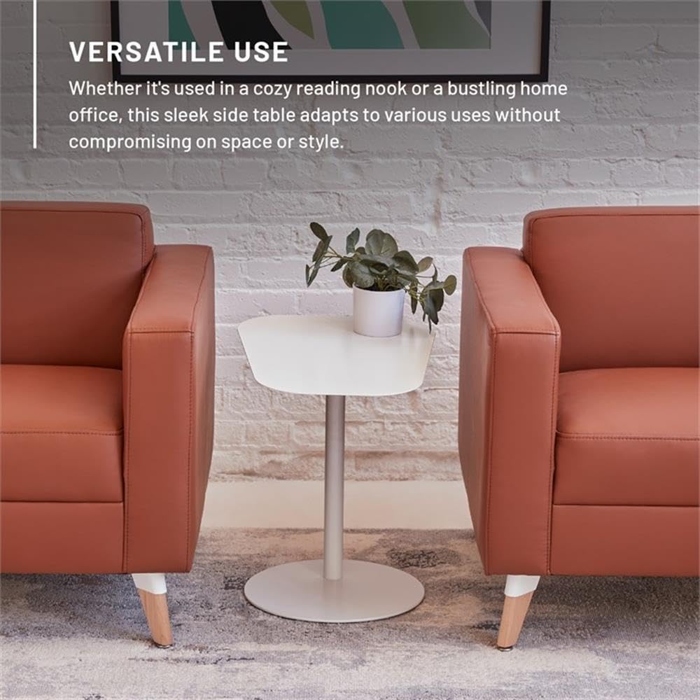 Pemberly Row Modern Metal End Table, 20 in x 19.75 in, C-Shaped Space-Saving Design, Durable Orange Powder Coat Finish, Indoor Accent Table for Living Room or Small Spaces