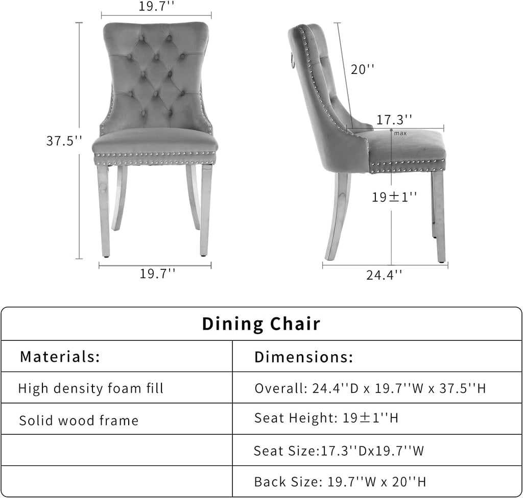 ODUSE-DAILY Velvet Dining Chairs Set of 8, Kitchen & Dining Room Chairs Set of 8, Tufted Dining Chairs, Velvet Upholstered, Chrome Metal Legs (Beige, 8Pcs)