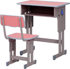 Kids Desk and Chair Set,Height Adjustable School Study Desk and Chair Wooden Children Study Tablewith Storage Drawer,Student Writing Desk for Bedroom & Study Room Boys Girls Pink 60cm