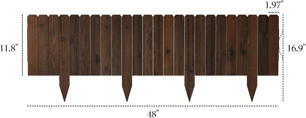 3PACK, 12FT Total Length Wood Garden Edging Border Wooden Garden Fence No Dig Landscape Edging Decorative Flower Bed Border Courtyards Planting Tree Fence Patio Path Edging -11.8" H x 48" L