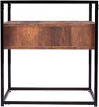 HomeStock Glass Top End Table with Drawer & Shelf - Industrial Accent Table - 20" Square