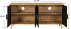 63" Sideboard Buffet Credenzas for Living Room, Black+Natural Entryway Table with Storage Accent Cabinet, Carved Flowers Doors & Wire Holes