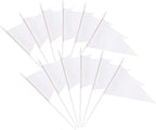 12 Pack White Pennant Flags Small Mini Hand Held Solid Color Pennant On Sticks Flags with 12.6"Solid Pole & Spear Top,Party Events Celebration,School,Grand Opening,Kids Birthday,Sports Clubs,Flower Pot