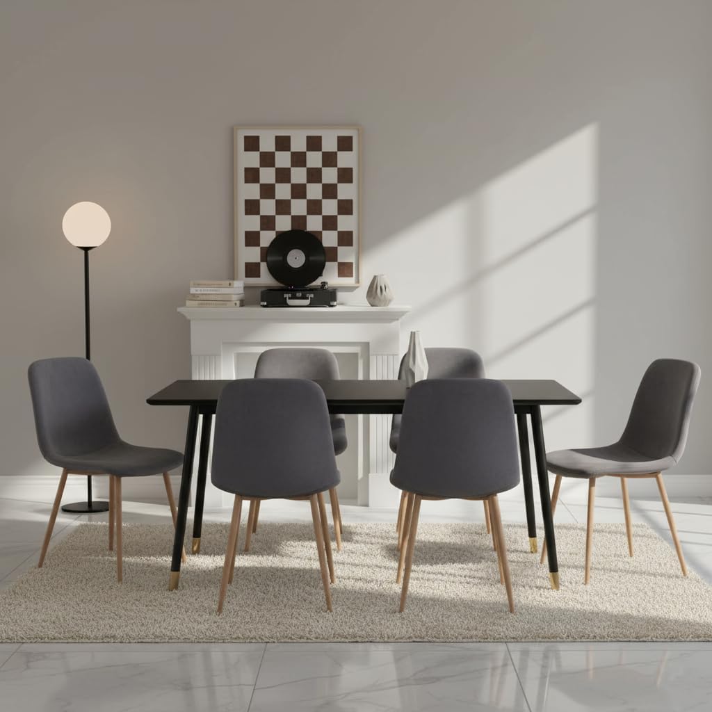 Velvet Dining Chairs Set of 4, Modern Kitchen Chairs, Metal Legs, Upholstered Dining Accent Side Chairs for Living Room Dining Room, Grey