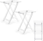 Beeveer Acrylic Foldable TV Dinner Table Small Folding Clear TV Tray Space Saving Acrylic Dining Table for Eating Snack Coffee Desk Side Living Room Kitchen Furniture Easy Assembly (24*20*14 Inch)
