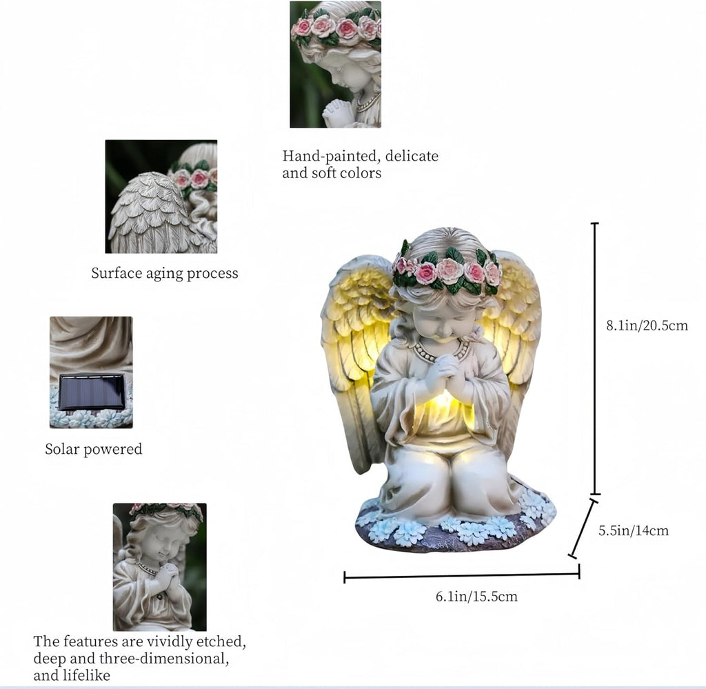 Solar Angel Garden Statue,Figurines Outdoor Decor,Outdoor Solar Statue with LED Lights for Yard,Patio,Lawn Art Decoration,Housewarming Gift (Praying Angel)