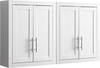Crosley Furniture Savannah 2-Piece Wall Storage Cabinet, Cabinets for Laundry, Bathroom, Kitchen, White