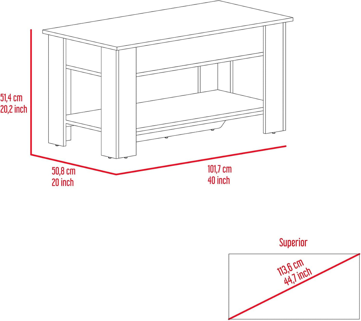 Minimalism 1-Shelf Lid Top Storage Table, for Living Room Entryway