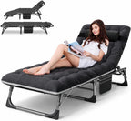 ABORON Tanning Chair, 5-Position Padded Folding Chaise Lounge