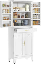 YITAHOME 71" Metal Kitchen Pantry Storage Cabinet with 4 Doors, 4 Adjustable Shelves, 1 Drawer and 8 Door Racks, Tall Freestanding Steel Cupboard for Home Kitchen Living Dining Room, White