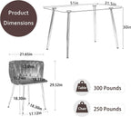 Modern Gold Glass Dining Table Set for 4, 51'' Clear Glass Top Rectangular Dinner Room Table Set, 5 PCS Luxury Kitchen Table Set, Black Woven Chair for Kitchen Apartment Living Room