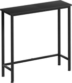 Narrow Console Table, 29.5" Small Entryway Table, Thin Hallway Tables, Slim Sofa Side Tables for Hallway, Living Room, Bedroom, Foyer, Wood-Grained Black