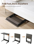 Upgraded 24" Folding C Shaped End Table, Small Sofa Side Laptop Desk, Couch TV Tray Table for Living Room, Bedroom (2, Grey)