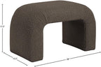 Meridian Furniture 169Brown Niagara Collection Modern | Contemporary Boucle Fabric Upholstered Bench with Rich Brown Boucle Fabric, Curved Contemporary Design, 28" W x 15.5" D x 17.5" H, Brown