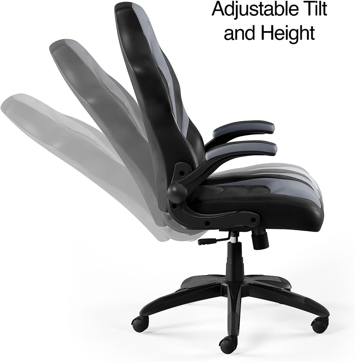 STAPLES Emerge Vortex Gaming Chair, Adjustable Height, Swivel Black | Racing-style design with sturdy swivel base, ideal for gaming or office desk setups.