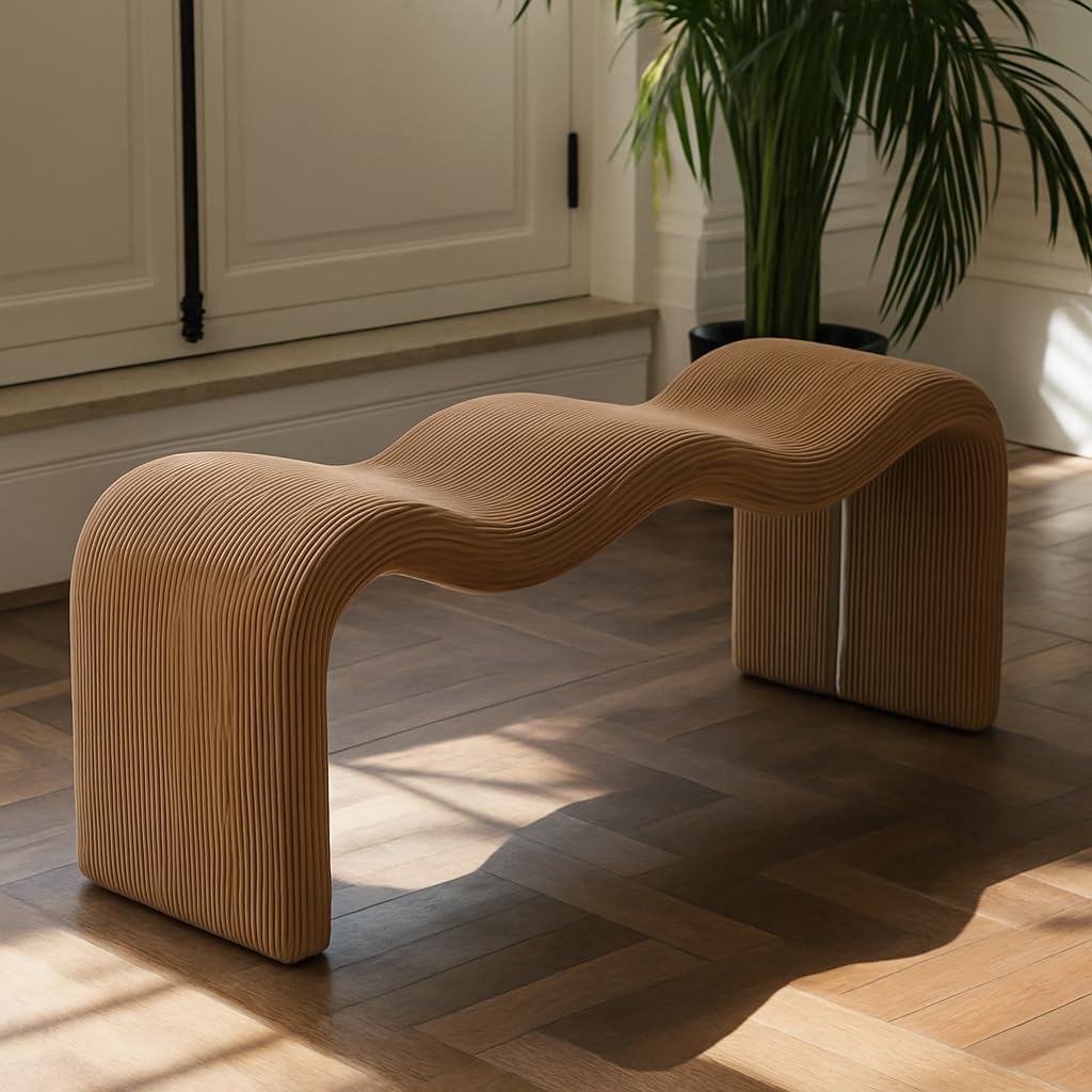 Meridian Furniture 22097Saddle Willow Collection Modern | Contemporary Bench with Soft Saddle Microsuede Corduroy Fabric, Iron Metal Inner Frame, 56.5" W x 18" D x 19" H, Saddle