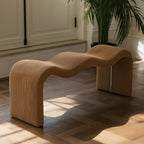 Meridian Furniture 22097Saddle Willow Collection Modern | Contemporary Bench with Soft Saddle Microsuede Corduroy Fabric, Iron Metal Inner Frame, 56.5" W x 18" D x 19" H, Saddle